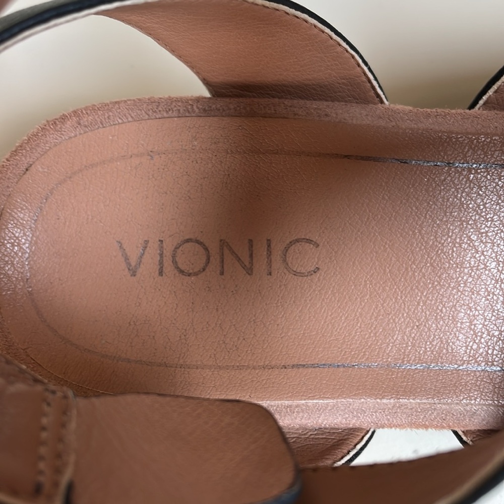 Vionic Faye T-Strap Casual Black Leather Clog Orthotic Support Sz 9 Close Toe - Picture 6 of 14